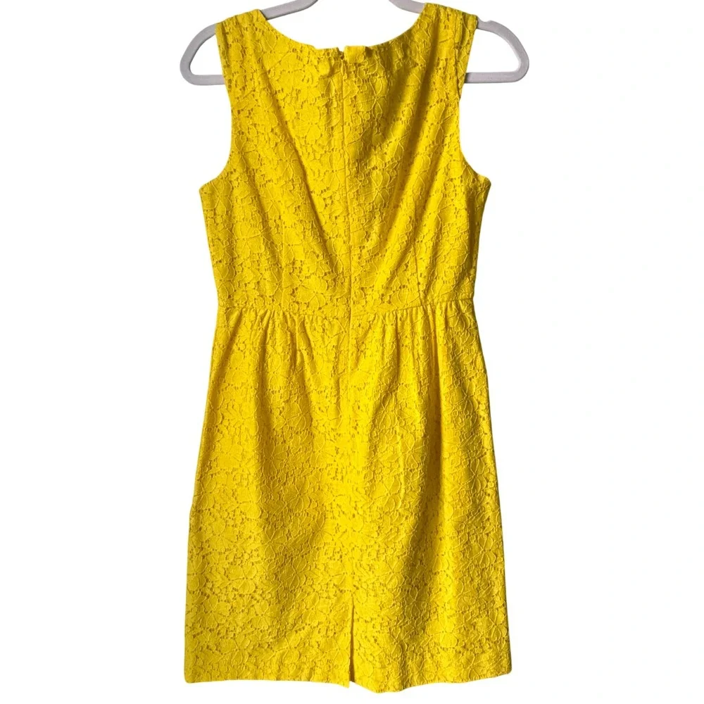 J. Crew Lucille Dress Yellow Floral‎ Lace Overlay Sleeveless Cotton Classic SZ 4